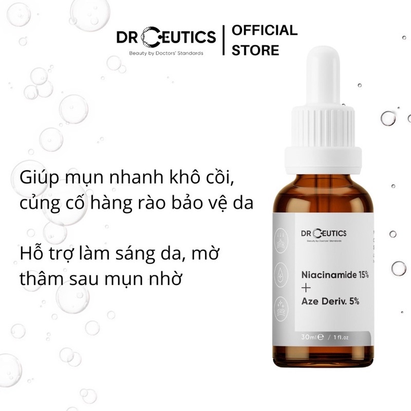 Tinh chất giảm mụn mờ thâm nồng độ cao Niacinamide 15% và 5% azelaic acid serum drceutics drceutic dr ceutics dr ceutic