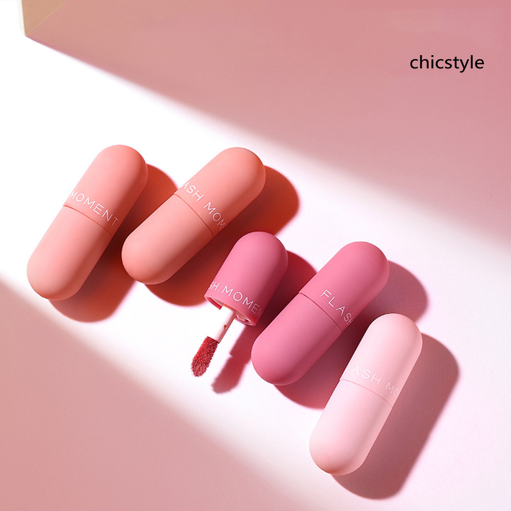 (Hàng Mới Về) Set 3 Son Kem Lì Mịn Mượt Như Nhung Lâu Trôi Thiết Kế Hình Viên Thuốc Mini