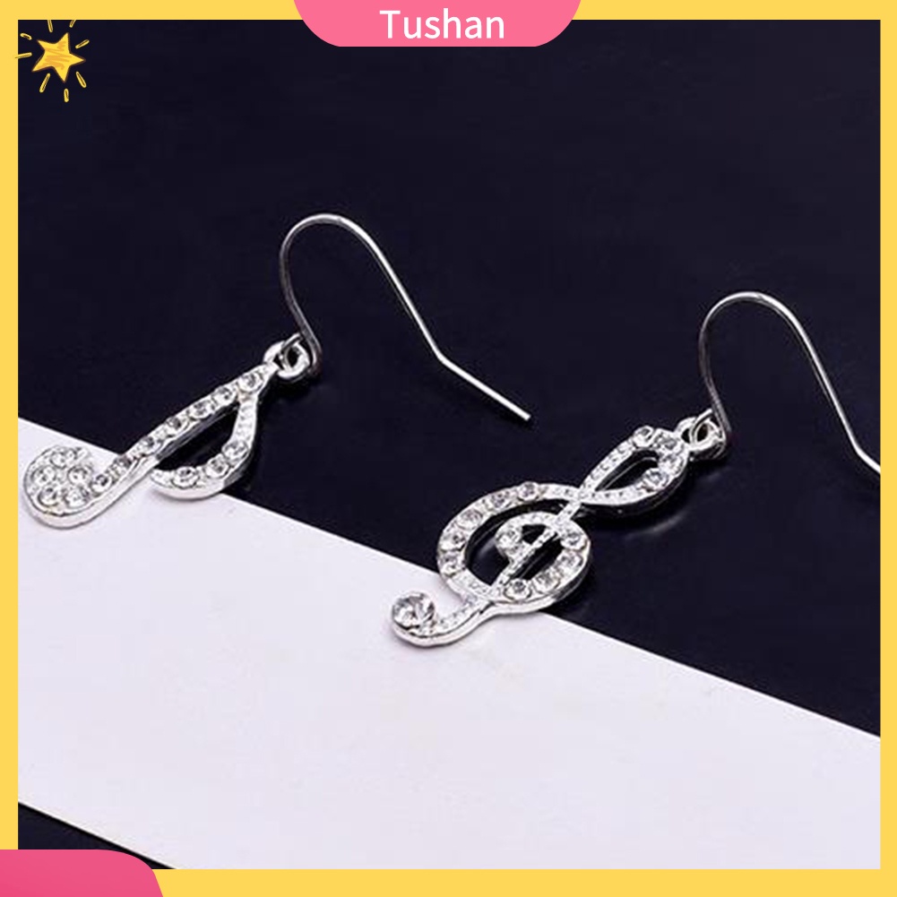 Hoa tai hình nốt nhạc đính đá thời trang dành cho nữ