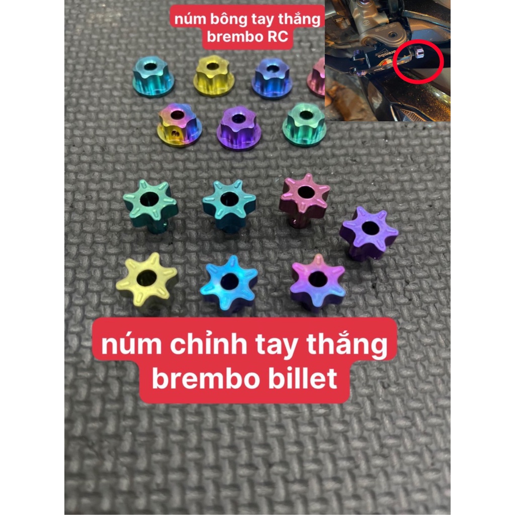 Núm bông vặn của tay Brembo RC , núm vặn tay Billet Titan Gr5 Cao Cấp