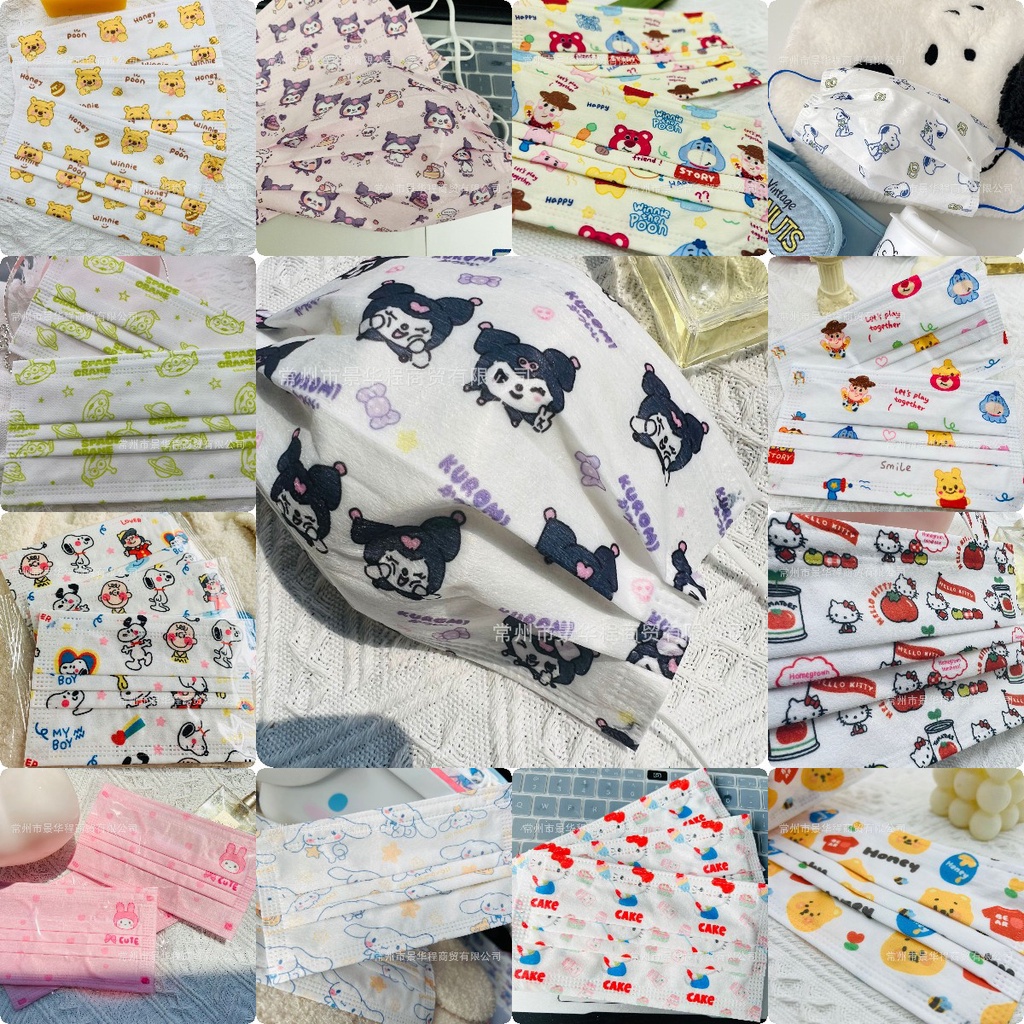 Bộ 10 Bút Chì Màu 3 Lớp Dùng Một Lần Hình Winnie the Pooh Winnie Kitty Kuromi Cinnamoroll My Melody