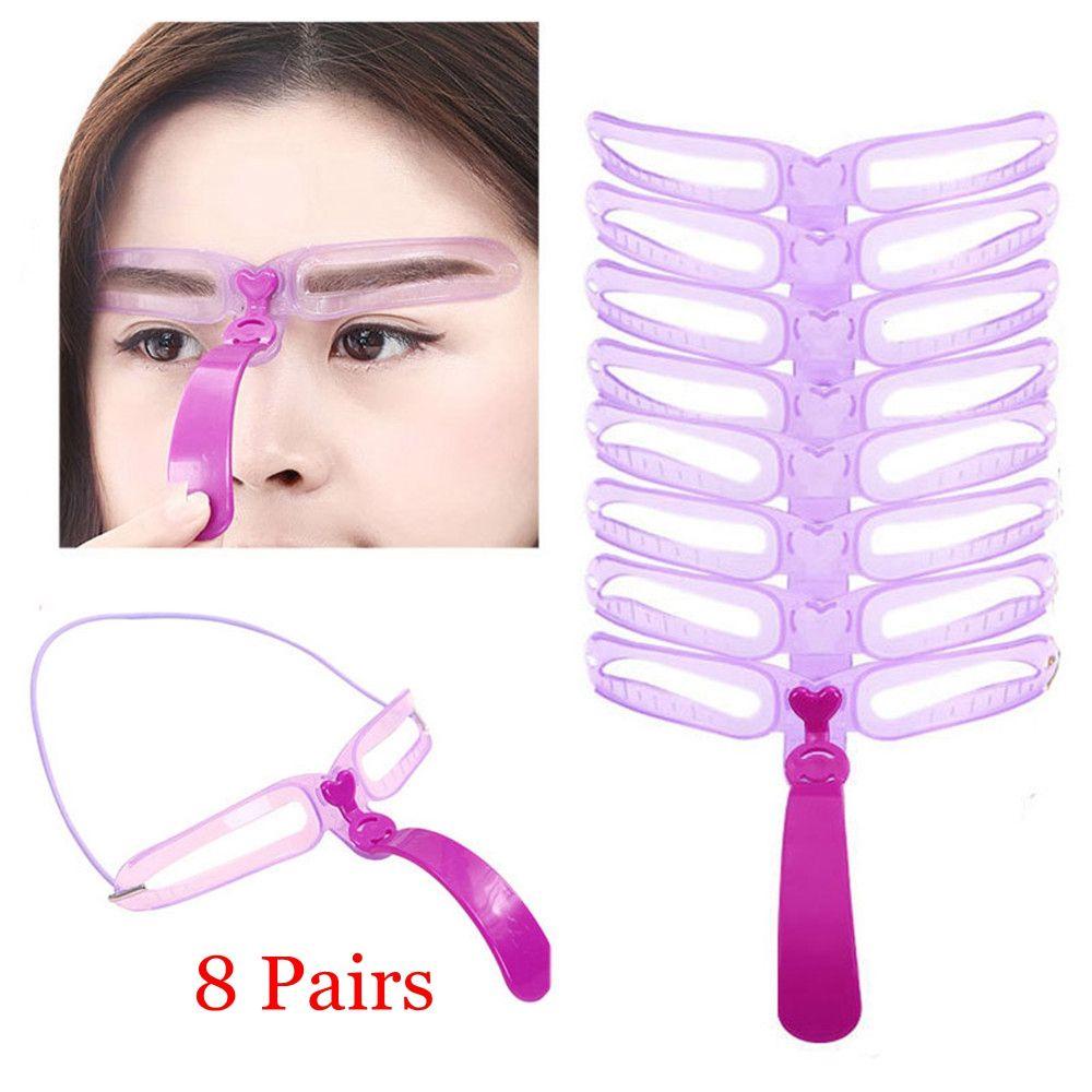 Set 8 Cặp Khuôn Kẻ Lông Mày Làm Đẹp Tái Sử Dụng Được Tiện Lợi