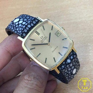 Dây đồng hồ da cá đuối handmade 2 ngọc (Đen)