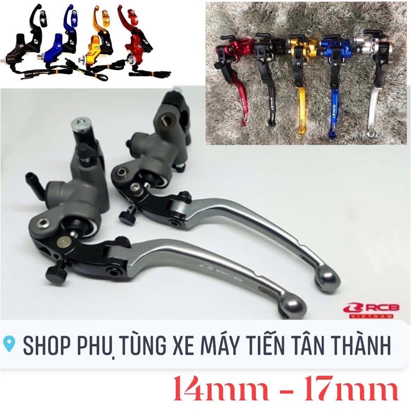 Tay côn trái / phanh thắng phải bình dầu rời RCB 17mm 14mm  màu xám  Hàng chính hãng RACING BOY