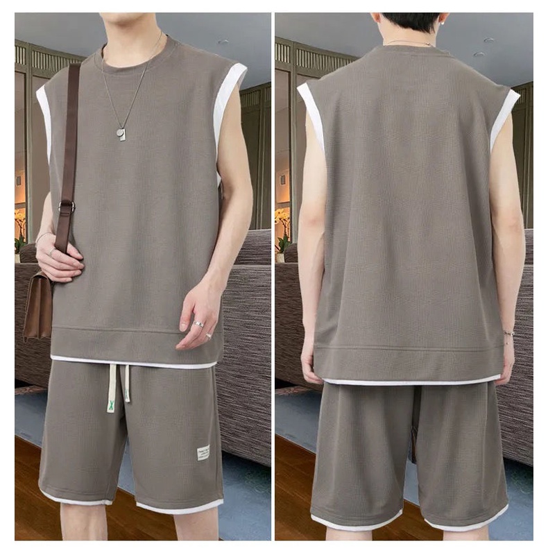 Set Đồ Thể Thao Sát Nách Form Rộng Chất Liệu Lụa Thời Trang Cho Nam