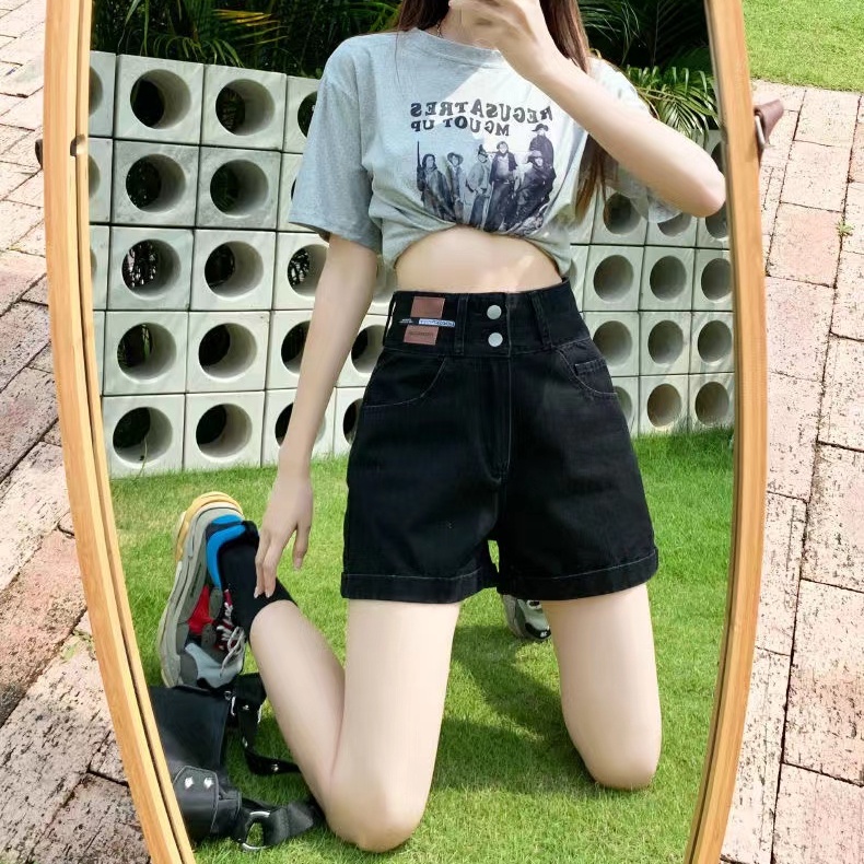 Quần Short Denim Lưng Cao Ống Rộng Thời Trang Mùa Hè Hàn Quốc Dành Cho Nữ