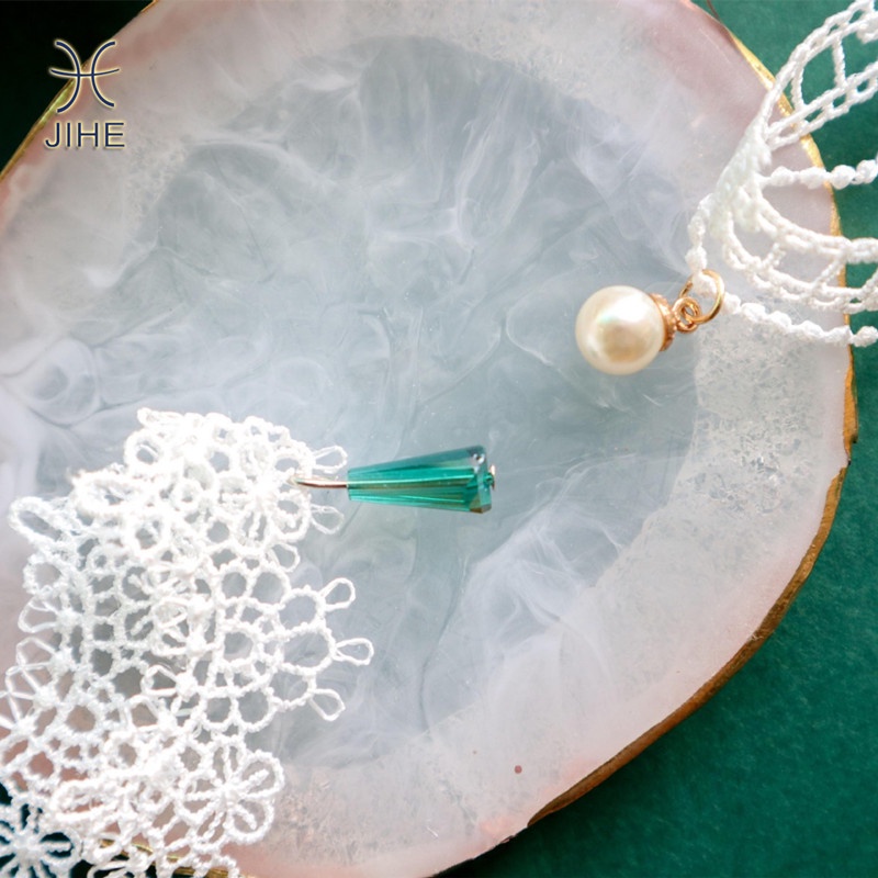 Vòng Cổ Choker Bằng Ren Màu Trắng Đính Đá Pha Lê Phong Cách Nhật Hàn Thời Trang