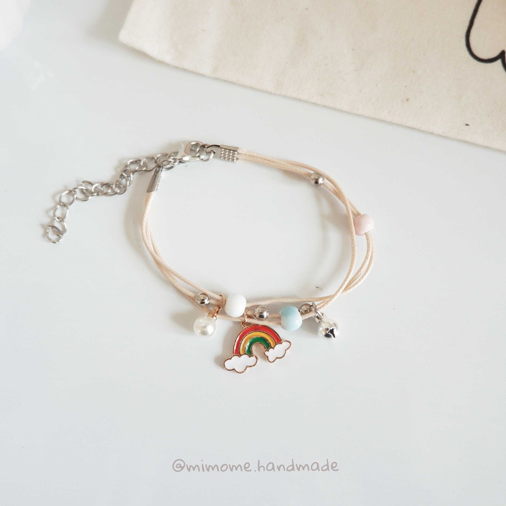 Vòng gốm phối charm màu móc kim loại