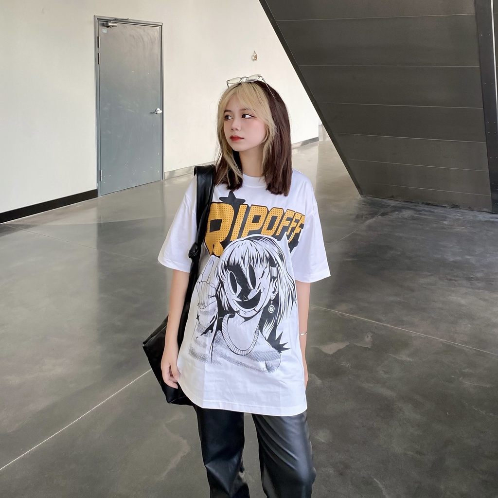 Áo thun Mask Girl T-shirt tay ngắn cổ tròn màu trắng