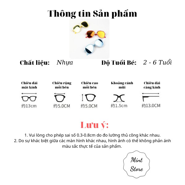 Mắt Kính Tráng Gương Thời Trang Cá Tính Chống Nắng, Bụi Cho Bé
