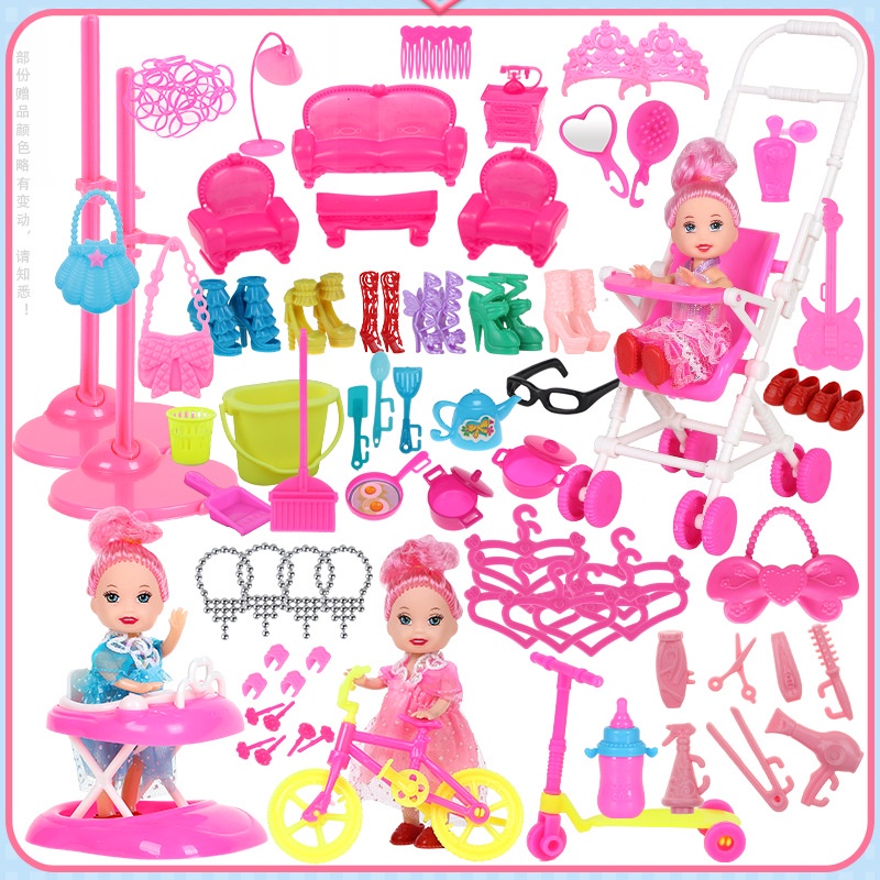 Bộ Phụ Kiện 98 Chi Tiết Thời Trang  + Tặng 02 Búp Bê Chibi