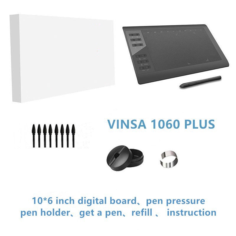 Bảng điện tử VINSA 1060Plus 2020 chính hãng bút cảm ứng từ k dùng pin - bản quốc tế nâng cấp  so với Gaomon 1060
