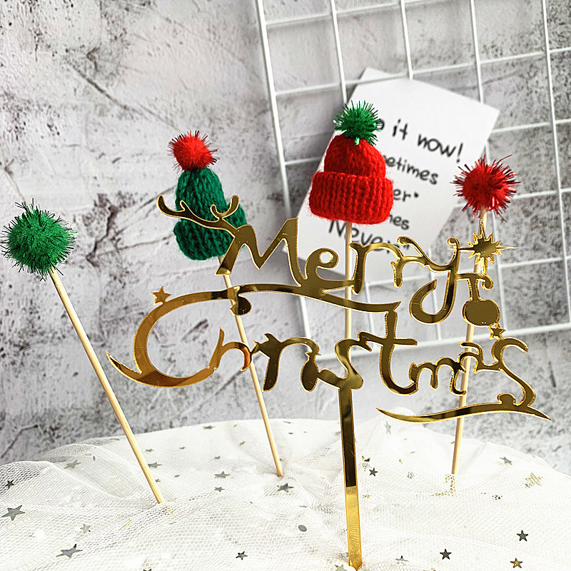 Que cắm trang trí bánh kem hình chữ cái Merry Christmas dành cho tiệc tùng Giáng Sinh