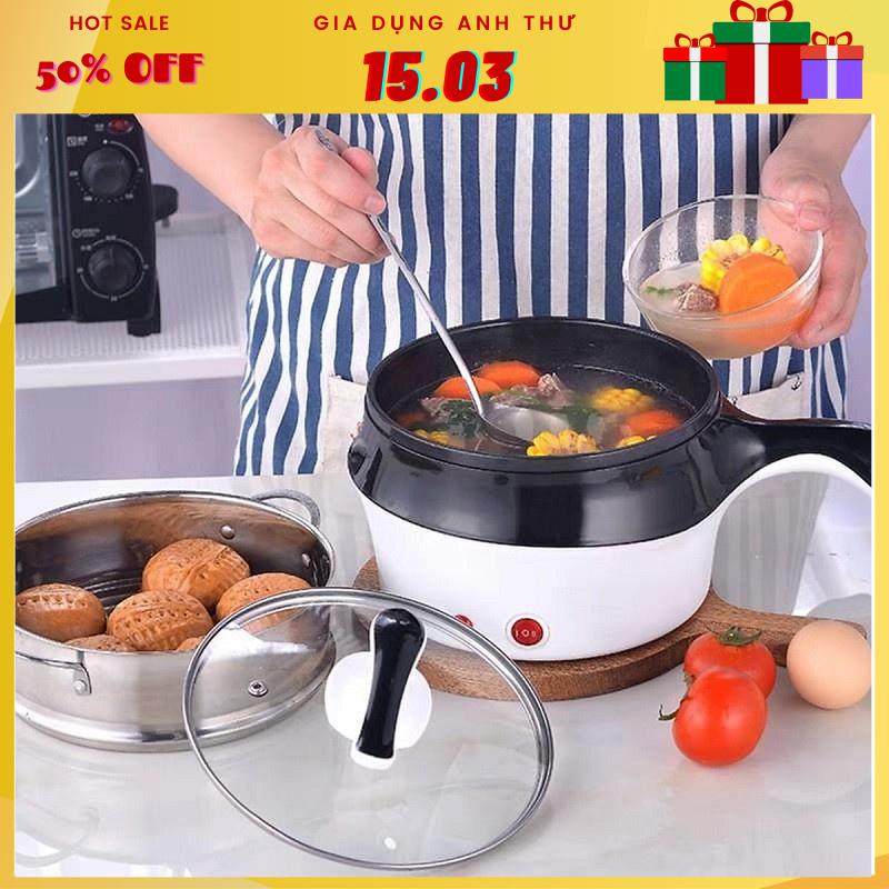 [Rẻ vô địch] Nồi Lẩu Hấp Mini 2 Tầng 18cm Đa Năng Chống Dính 2 Trong 1 -BH 12 tháng