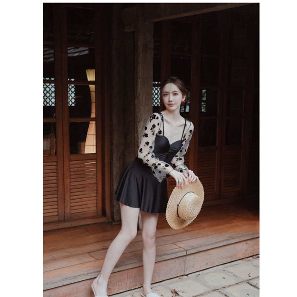 Đồ Bơi Một Mảnh Tay Dài Che Bụng Mỏng Nhẹ Thời Trang Mùa Xuân Mới