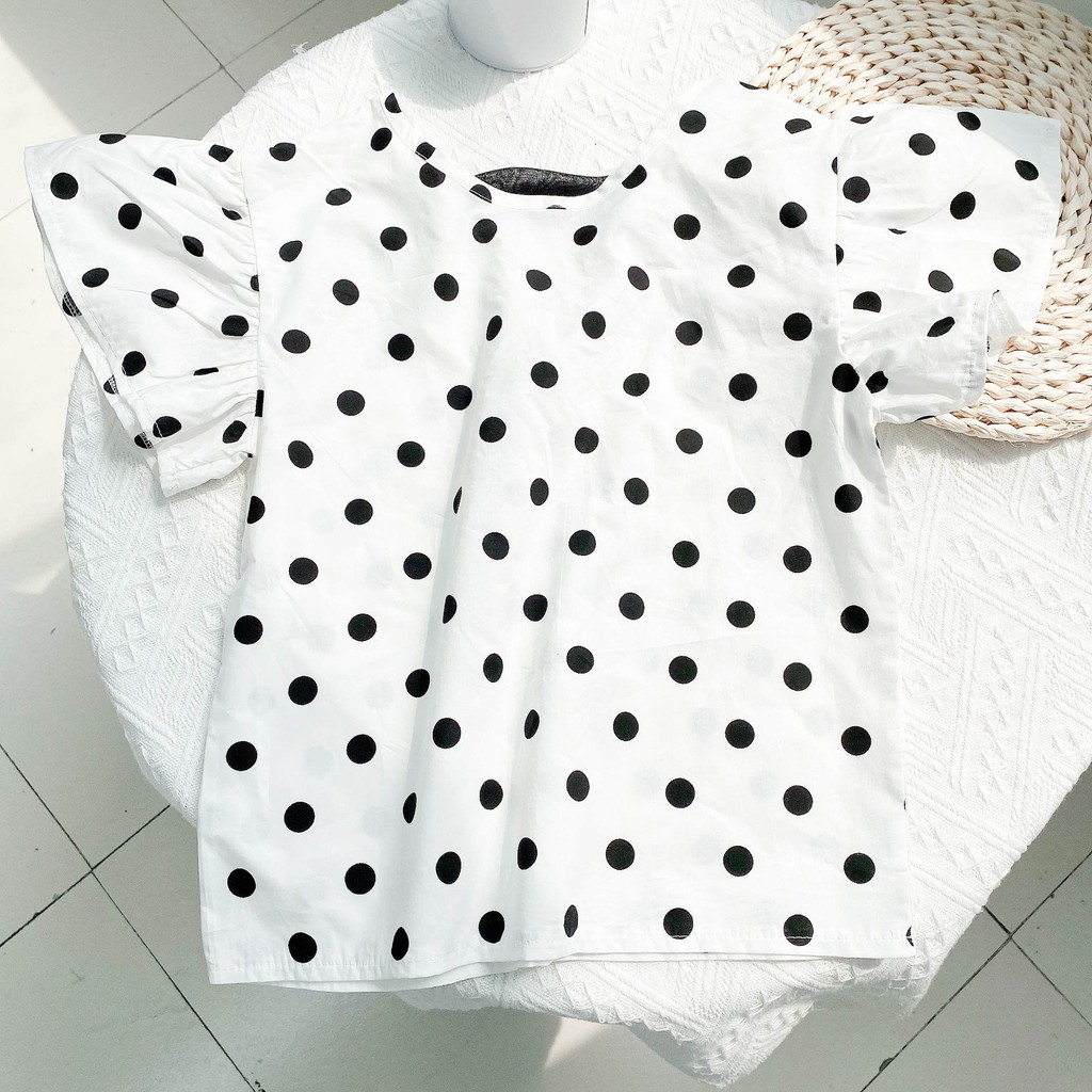 Set Áo Tay Bèo Chấm Bi, Quần Đùi Jean cho bé gái SEKA KIDS 2102.06