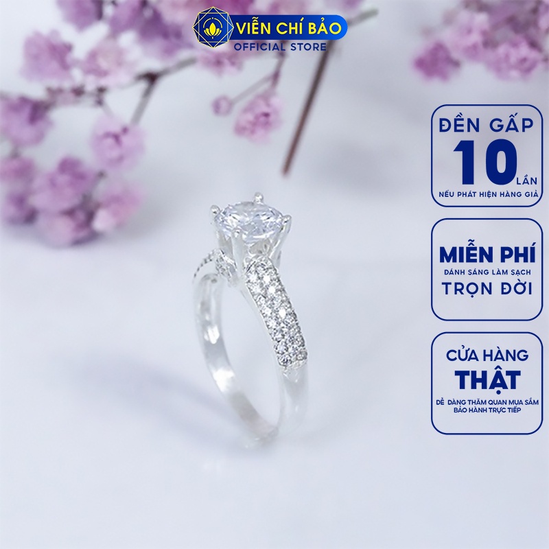 Nhẫn bạc nữ đá viền chất liệu bạc S925 thời trang phụ kiện trang sức nữ Viễn Chí Bảo N400638*