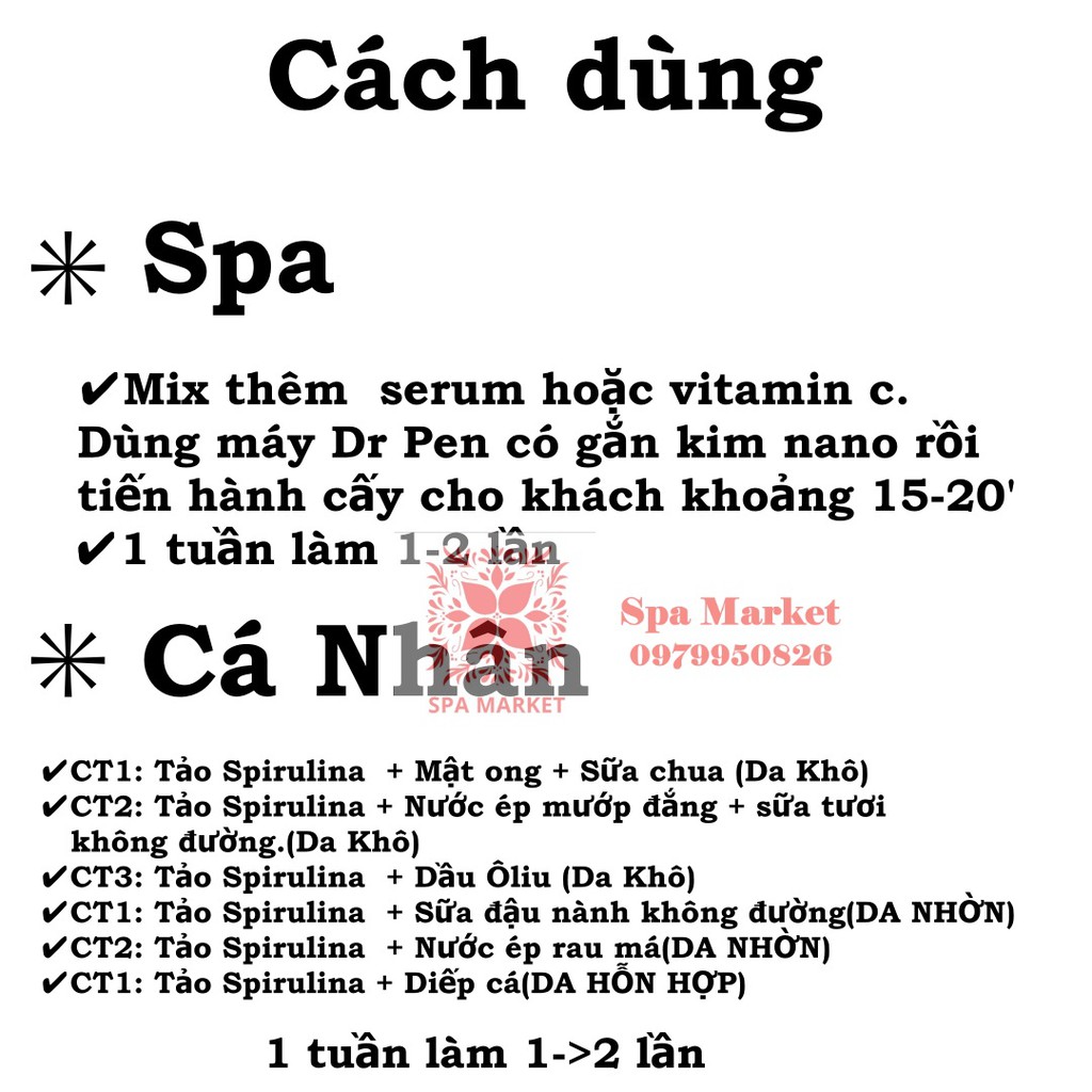 [100g] Tảo Xoắn Đắp Mặt ngăn ngừa lão hóa giúp da trắng hồng mịn màng Handmade