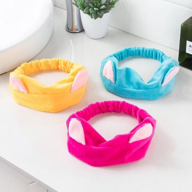 Băng đô rửa mặt tai mèo Băng đô cài tóc turban nữ vải nhung chất đẹp mềm mượt Hàn Quốc 88264