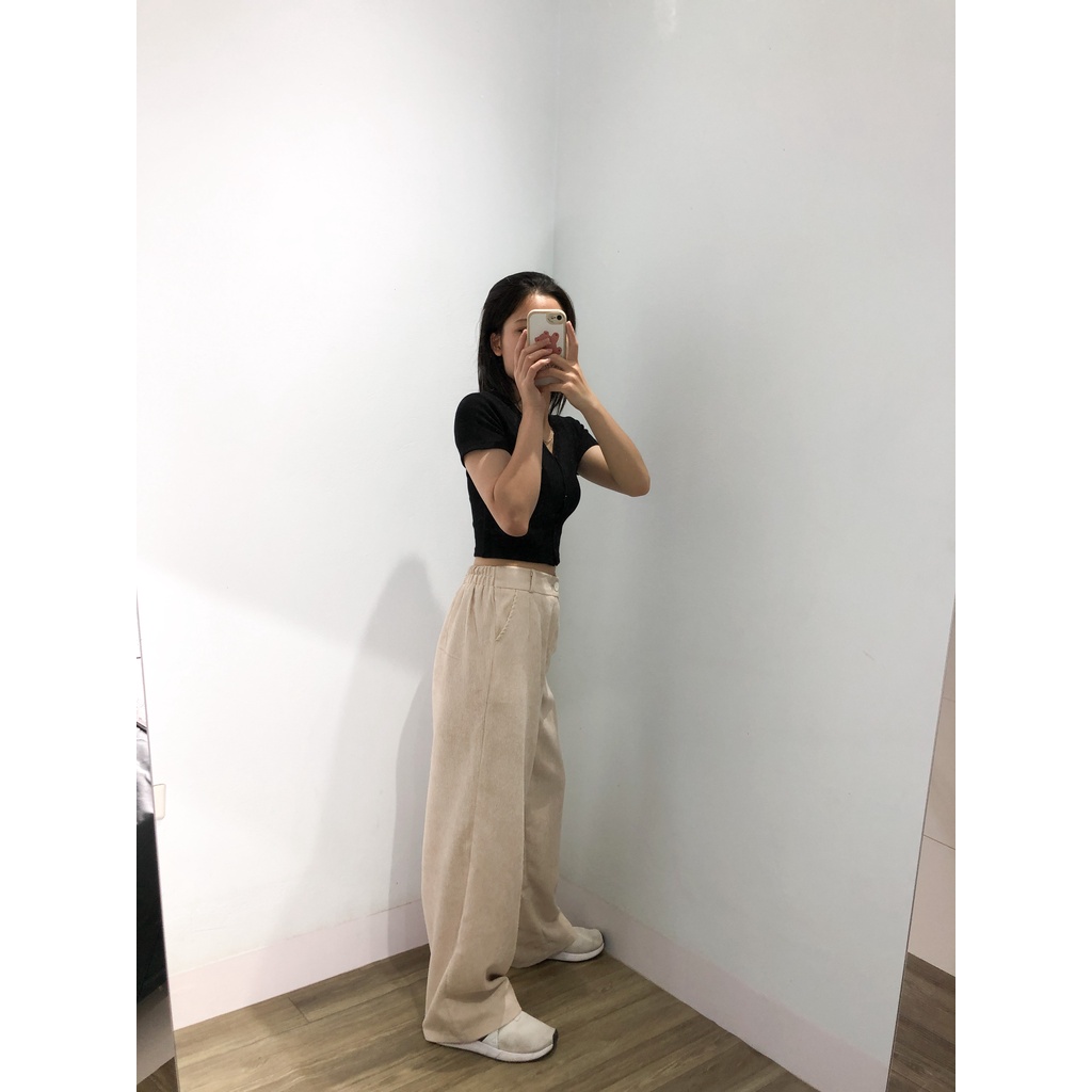 Quần nỉ nữ ống rộng , quần suông chất liệu nỉ len tăm TAN28