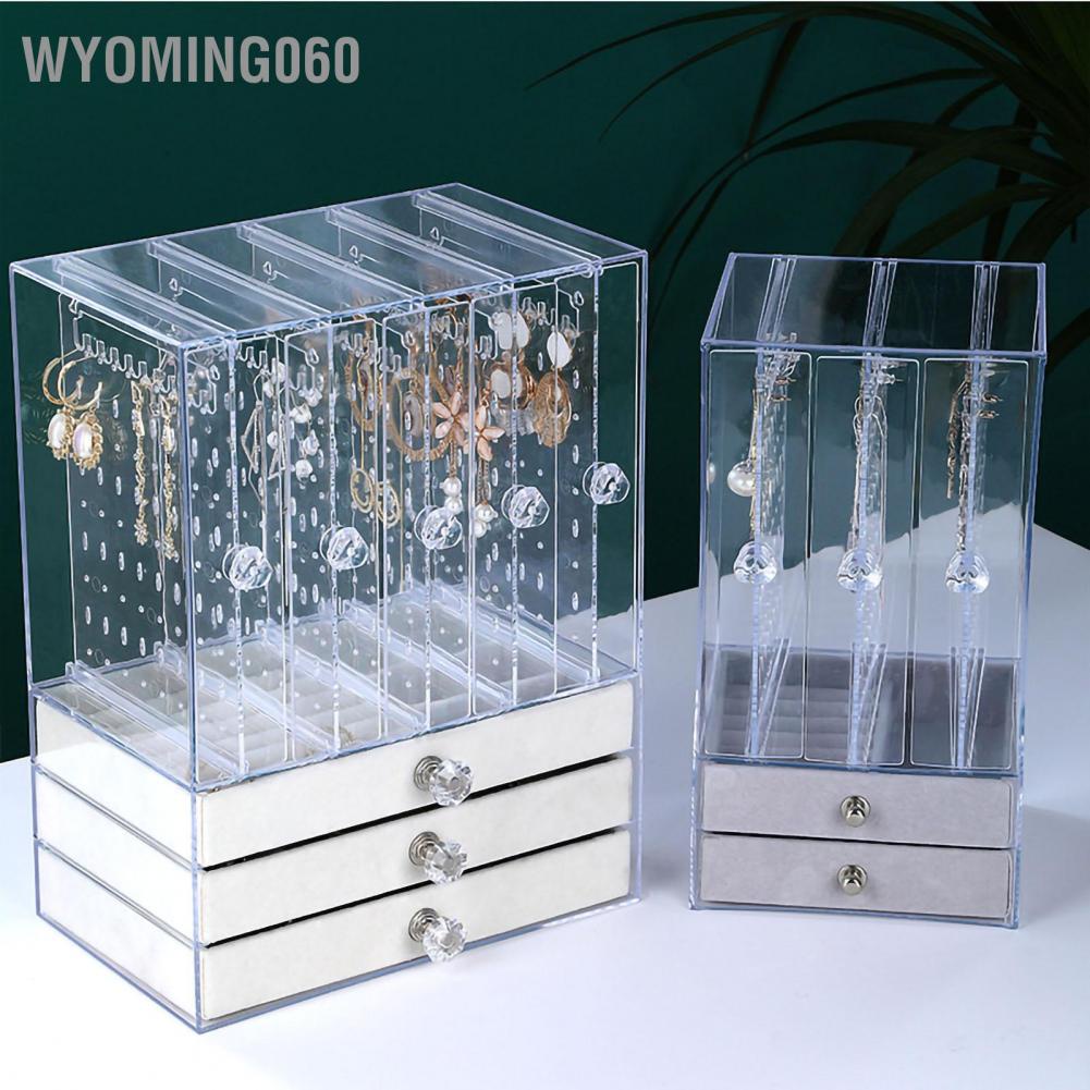 Wyoming060 Treo đồ trang sức Hộp tổ chức trưng bày rõ ràng Đế có ngăn kéo cho vòng cổ nhẫn bông tai