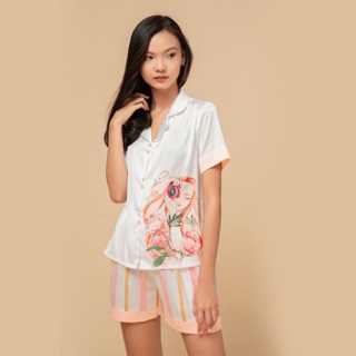 Folie Homewear đồ mặc nhà áo ngắn tay quần đùi lụa FB70.1