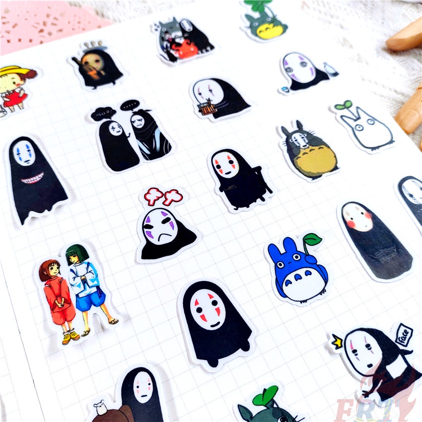 ★★★ Spirited Away. Sticker Dán Trang Trí Nhật Ký Mini Q-1 Hình Vô Diện Xinh Xắn ★★★ 48 Miếng Dán Decal Thời Trang Trang Trí Album