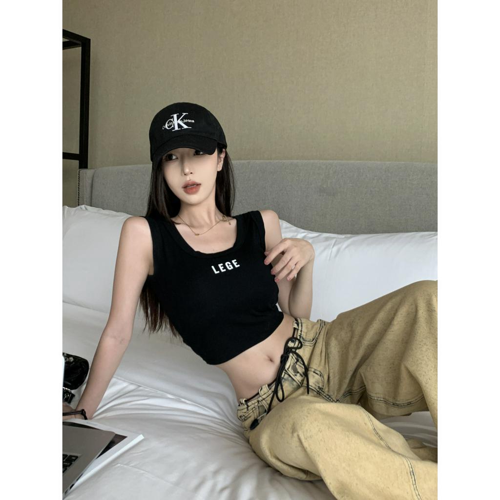 Cocory vn Áo Tank Top Ôm Dáng In Chữ Thời Trang Mùa Hè Quyến Rũ Cho Nữ