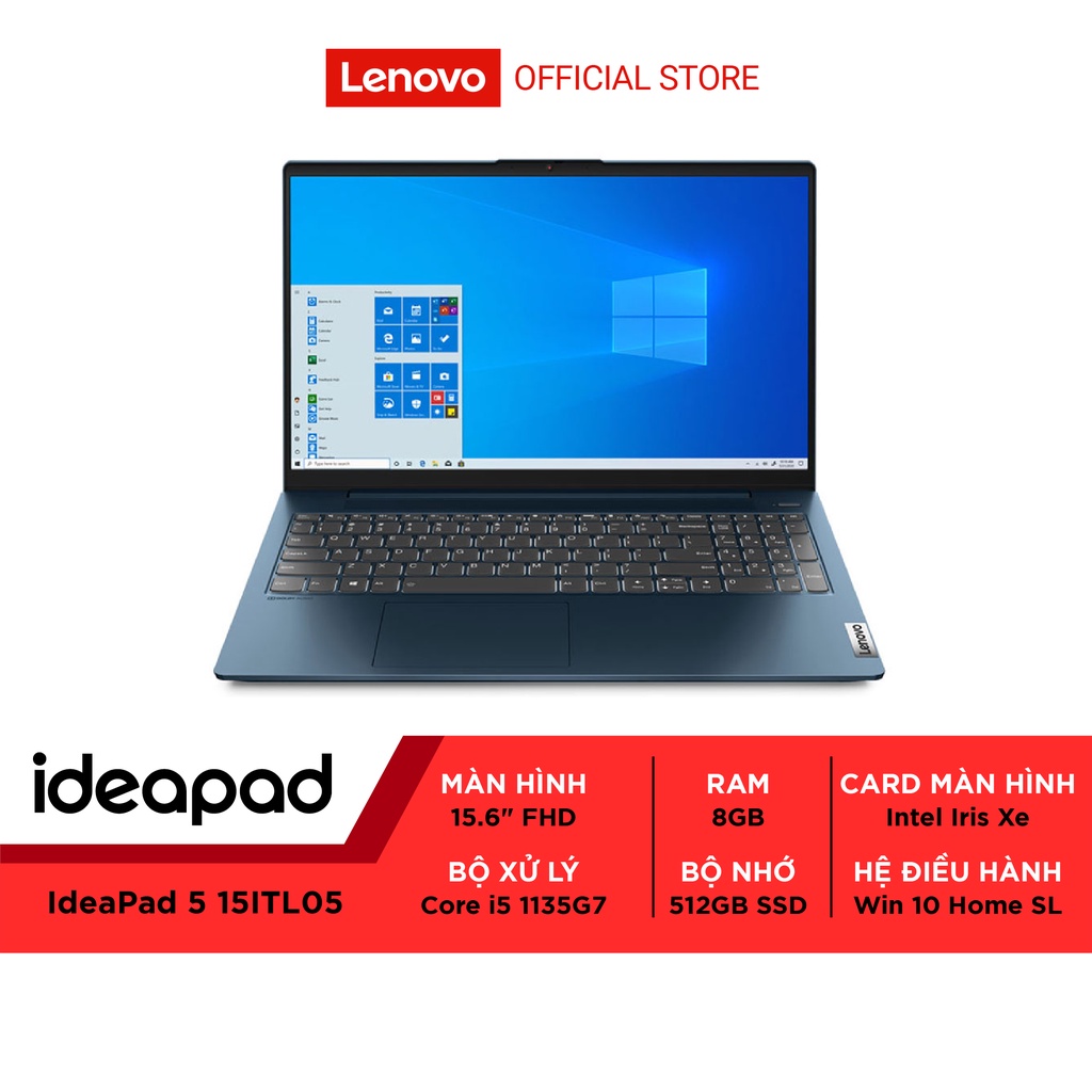 [ELBAU7 giảm 7%] Máy tính Lenovo IdeaPad 5 15ITL05 | i5-1135G7 | 8GB | 256GB SSD | Intel Iris Xe Graphic 82F