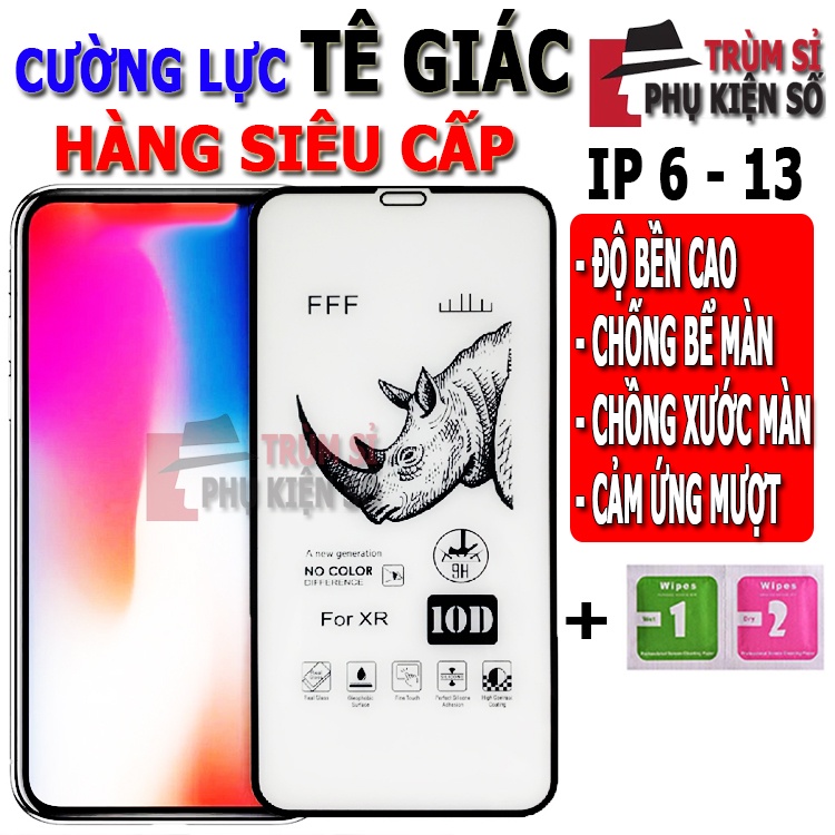 Kính Cường lực iphone full màn hình Tê Giác hàng SIÊU CẤP đủ dòng 6/ 6s/ 7/ 8 plus/ x/ xsmax/ 11/ 12/ 13 promax