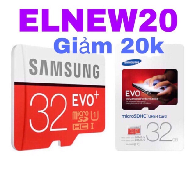 Thẻ Nhớ Samsung EVO Plus U1 32GB Thẻ Nhớ 32Gb Samsung EVO Plus U1 32GB Thẻ nhớ Samsung EVO 32GB