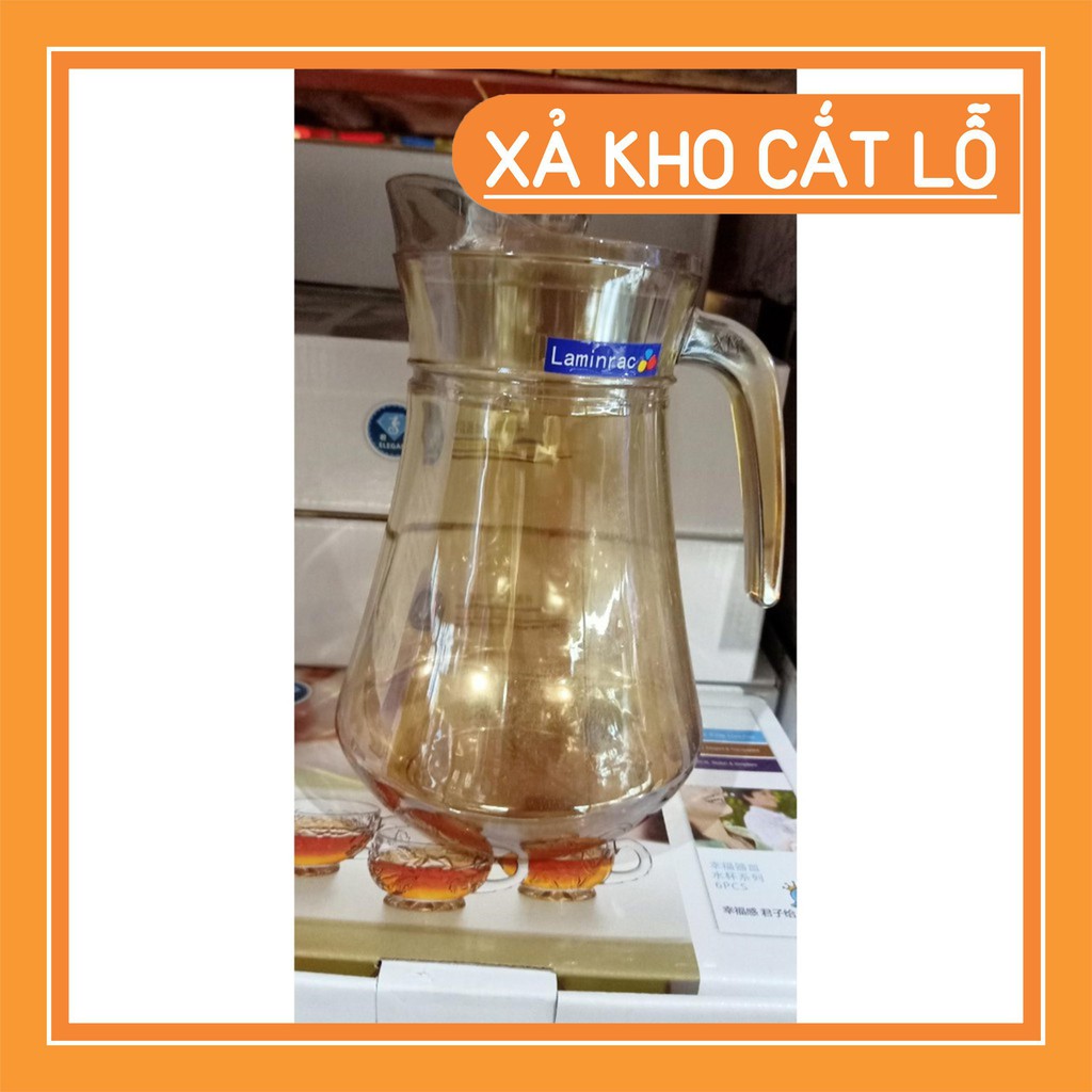 (thanh lý kho giá sỉ) {shop yêu thích} bình nước thủy tinh lumilac vàng