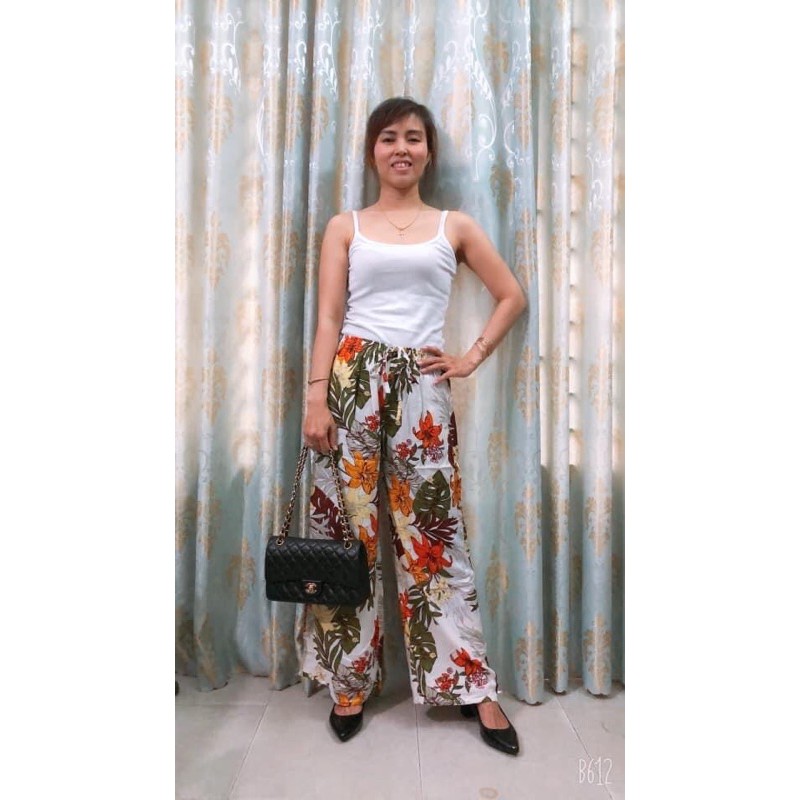 [47-60ký]Quần Culottes ống rộng thổ cẩm phong cách boho có 2 túi