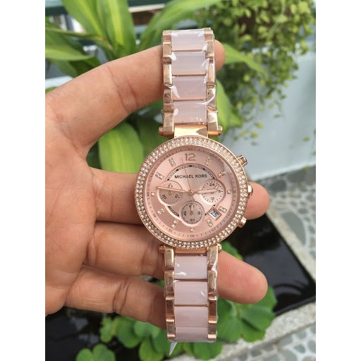 Đồng Hồ Nữ Michaelkors Dây Kim Loại Hồng Nhạt MK5896 39mm Quartz Chính Hãng