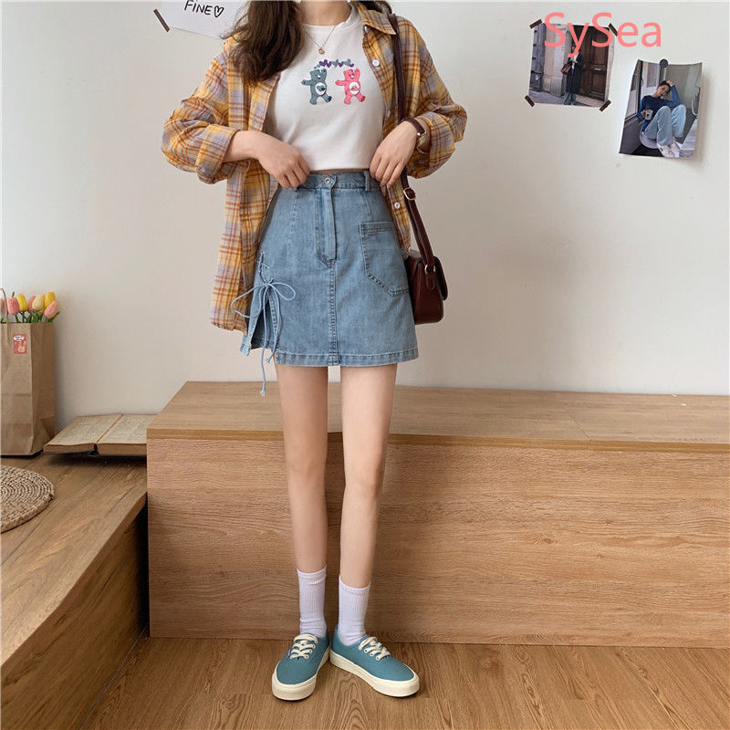 chân váy jean Ngắn Dáng Chữ A Lưng Cao Thời Trang Mùa Hè Cho Nữ | BigBuy360 - bigbuy360.vn