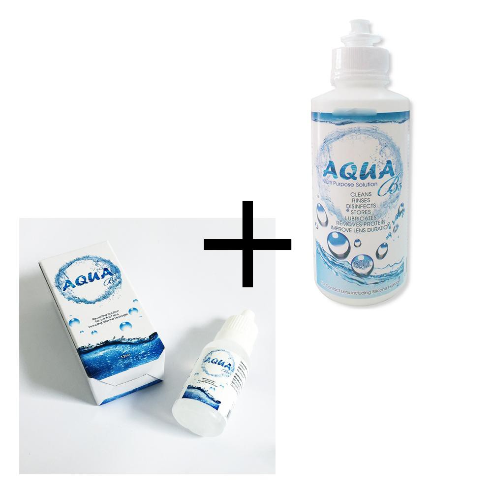 Combo nước nhỏ mắt và nước ngâm lens kính áp tròng Aqua