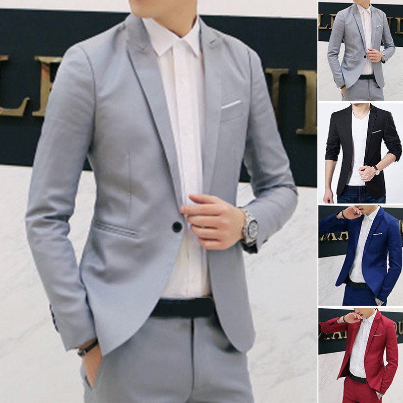 Mới Áo Khoác Blazer Phối Nút Cho Nam