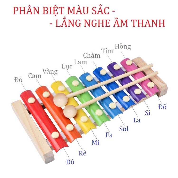 Đàn đồ chơi cho bé - Đàn Gỗ 8 Âm Thanh Phát Triển Khả Năng Cảm Quan, Cảm Thụ, Nhận Biết