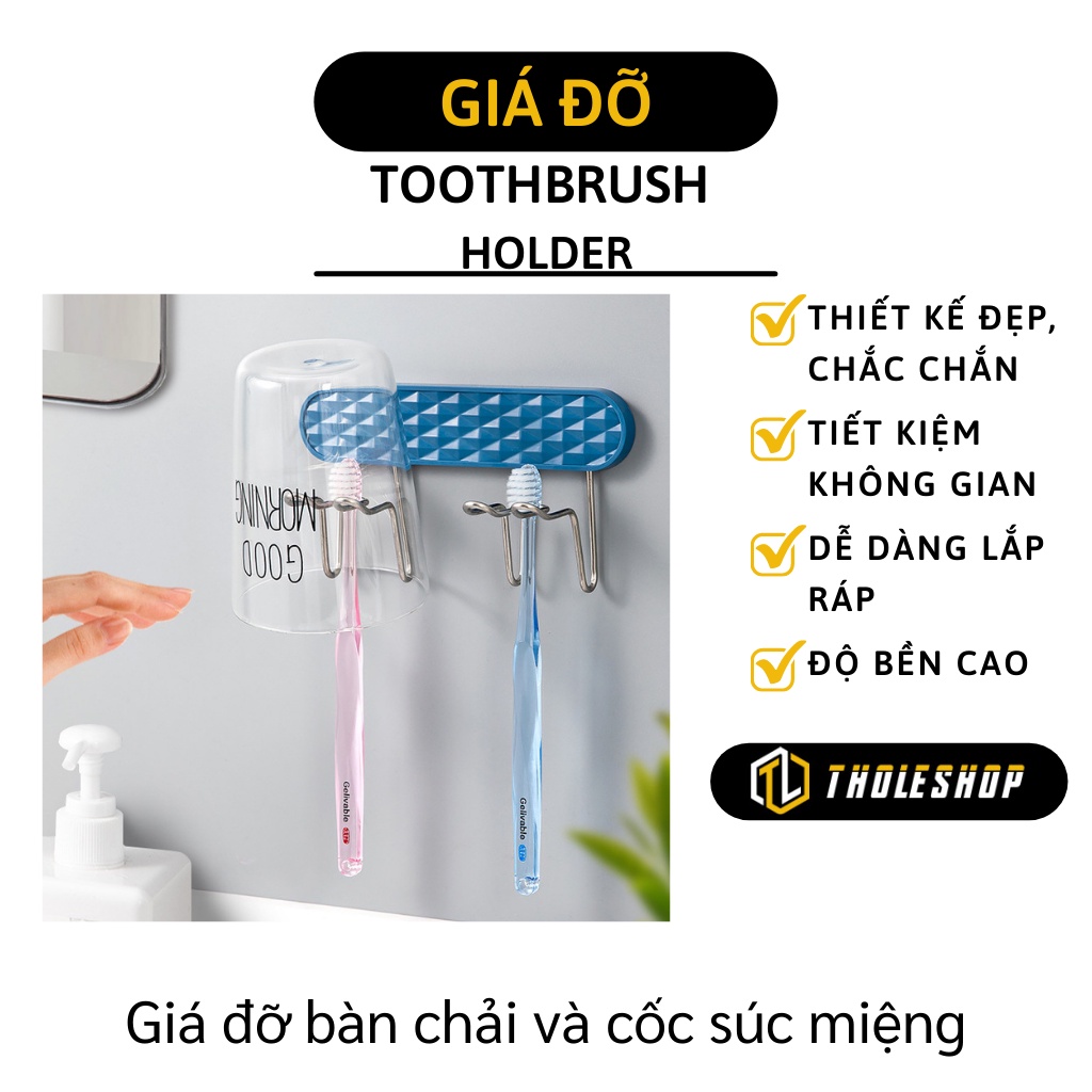 Giá Treo Bàn Chải - Miếng Dán Treo Tường Đỡ Bàn Chải Đánh Răng Và Cốc Súc Miệng 9897