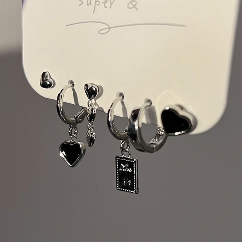 Set 6 Hoa Tai Hình Trái Tim Thời Trang Cho Nữ