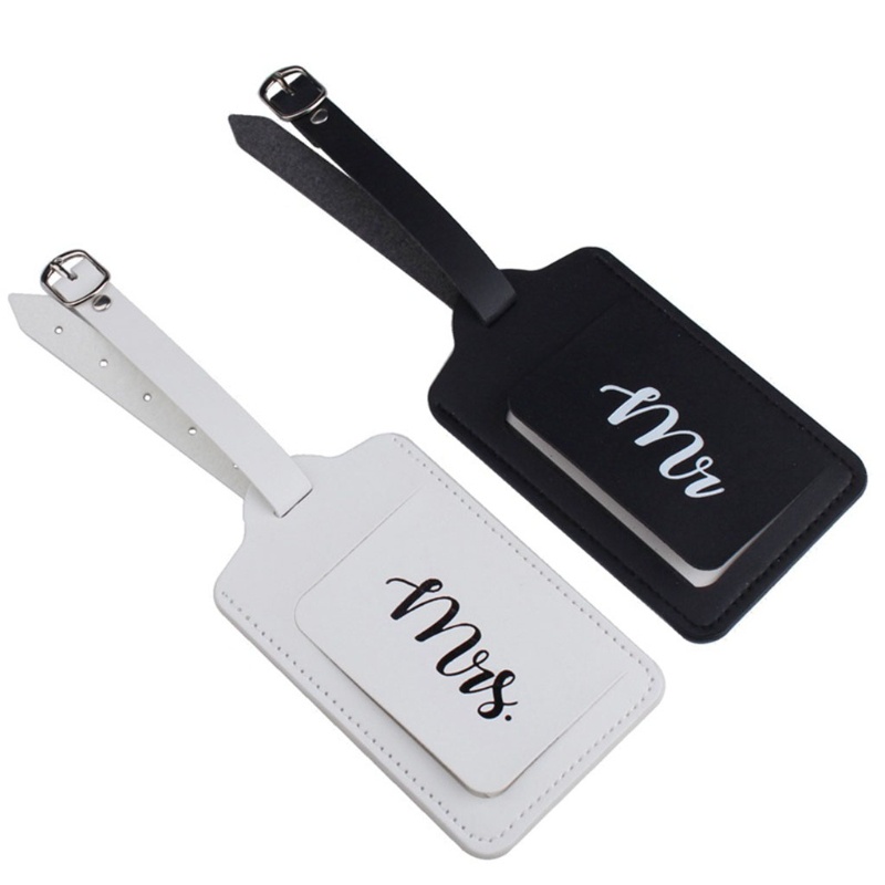 QQ Set 4 Bao Da PU Bọc Hộ Chiếu Thẻ Tên Hành Lý In Chữ Mr Mrs Cho Cặp Đôi