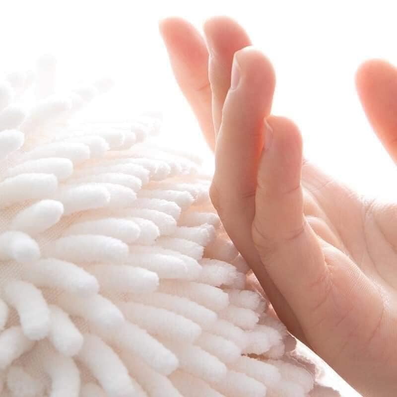 khăn bông tròn lau tay siêu thấm có móc treo tiện dụng