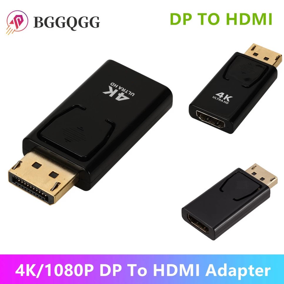 4K DisplayPort to HDMI Adapter Converter Display Port Male DP to HDMI Female HD TV Cable Adapter Video Audio For PC TV Projector