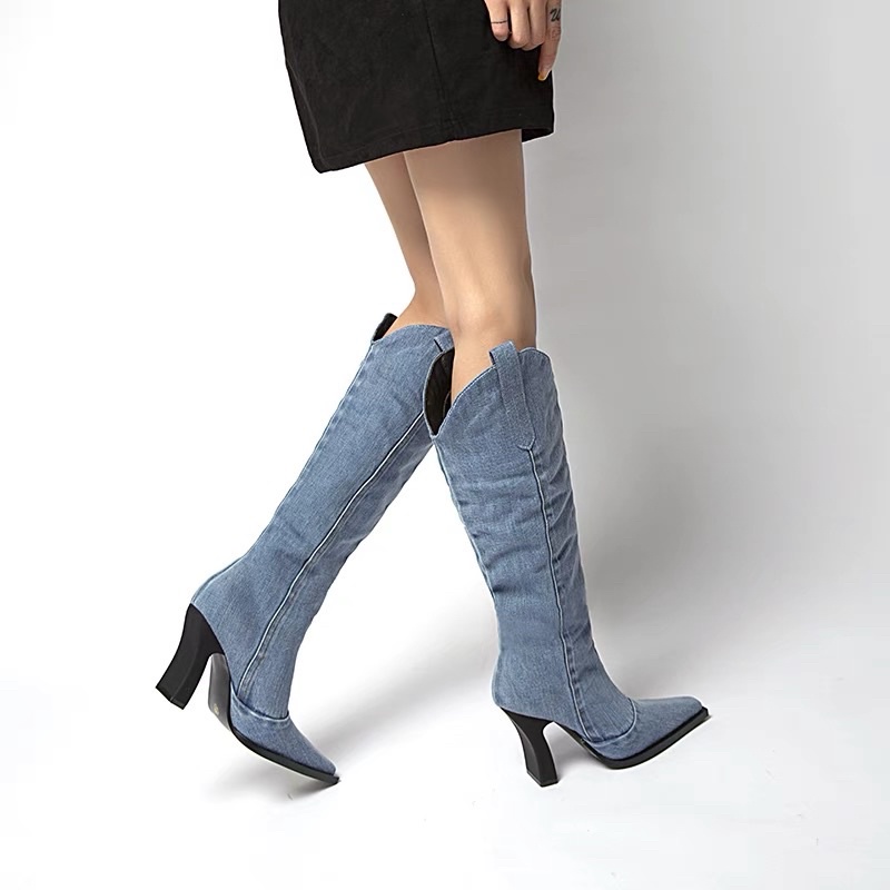 DENIM BOOT GIÀY BỐT CAO GÓT cao cấp Trend 2021 kèm ảnh thật