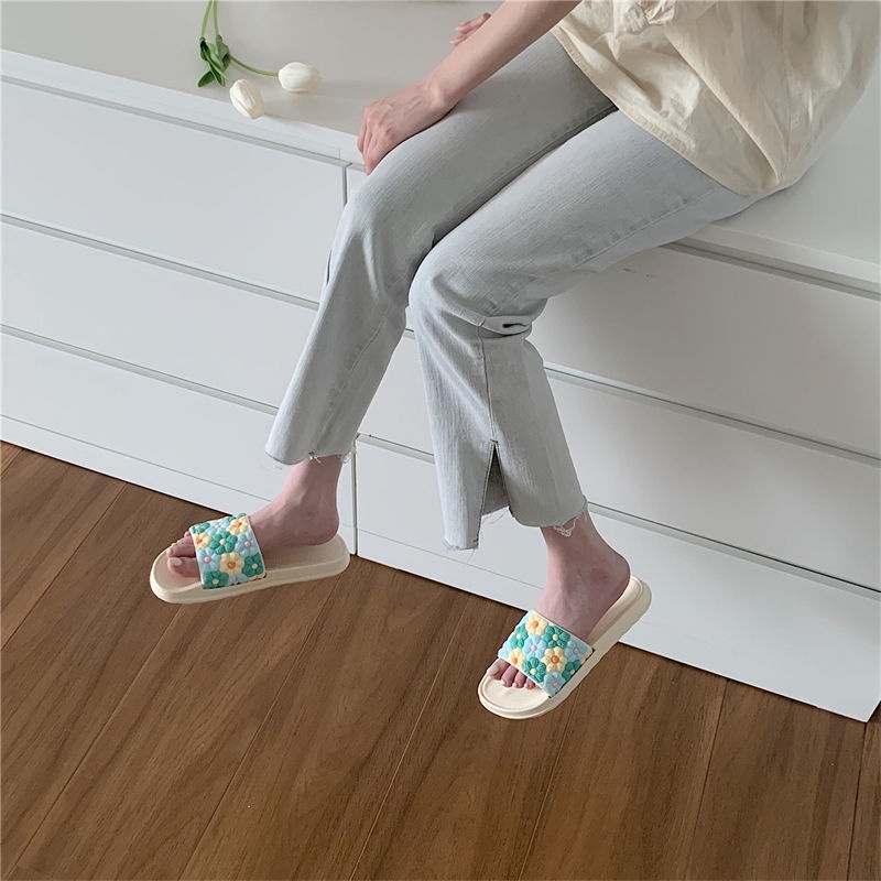 Oeggeo shop Dép Đế Bằng Họa Tiết Hoa Tươi Mới Cho Nữ