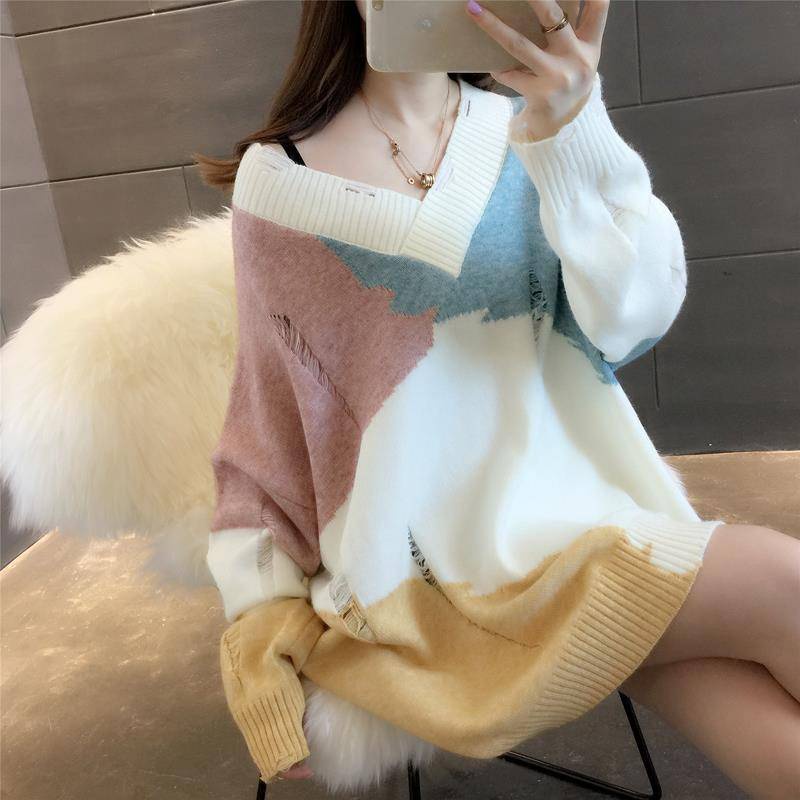 Áo Sweater Dáng Rộng Thiết Kế Mới Thời Trang Mùa Thu Theo Phong Cách Hàn Quốc