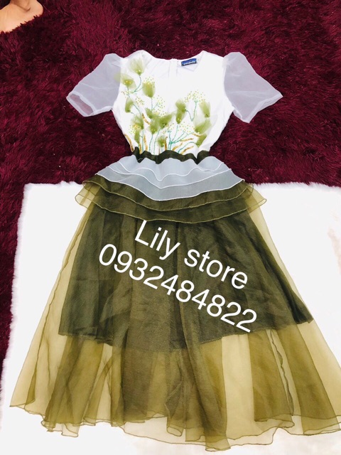 Ảnh và video thật 10000% ! Đầm xoè phối hoa