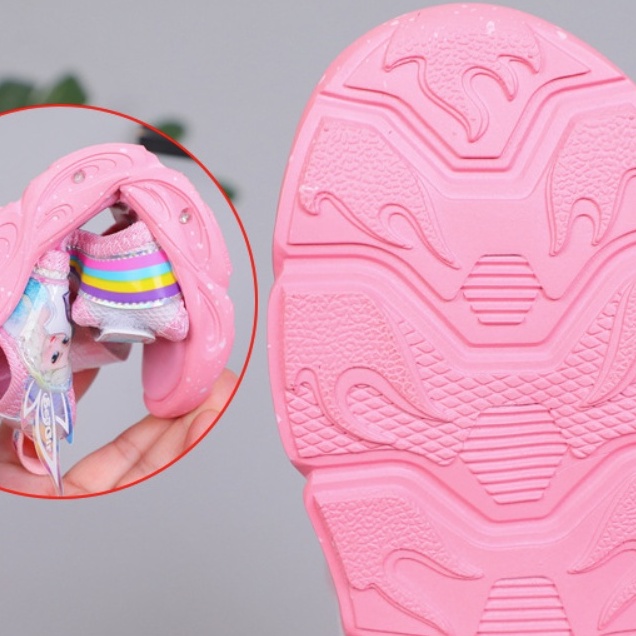 Dép cho bé gái, dép sandal bé gái có đèn màu hồng công chúa Elsa bé 1-12 tuổi siêu nhẹ và bền