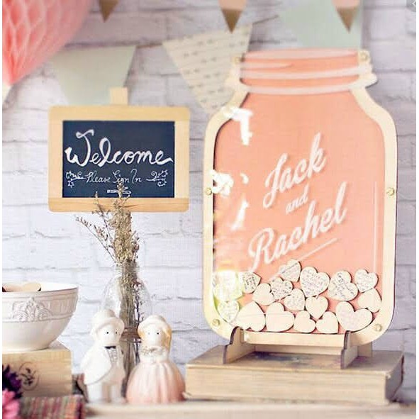 Hộp thả tim ký tên tiệc cưới khung hình chiếc bình độc đáo (nhắn tin shop nếu có yêu cầu về kích thước, màu sắc)