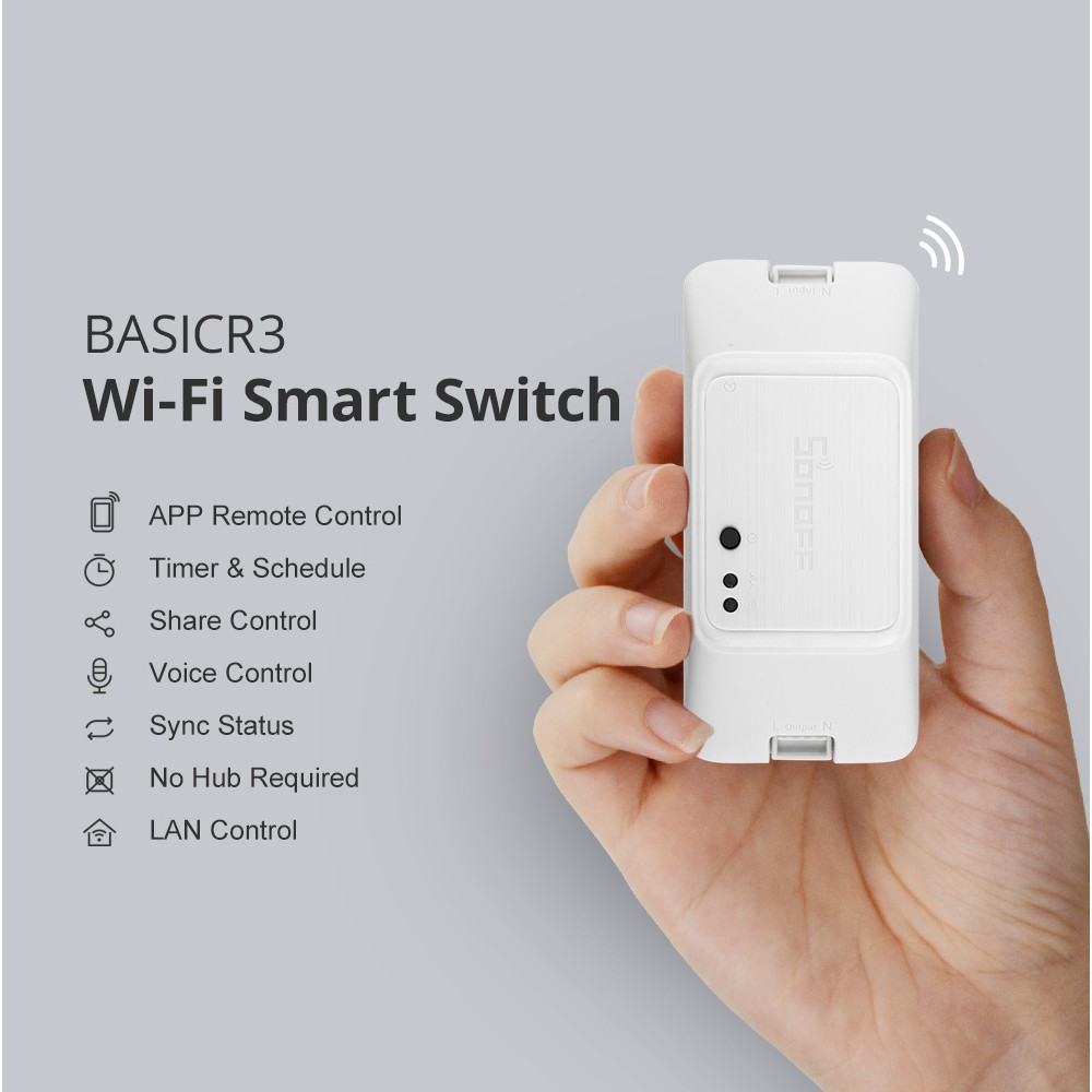 Bộ Công Tắc Điều Khiển Thông Minh Sonoff BASIC R3 Wifi 10a Hỗ Trợ Amazon Alexa & Google